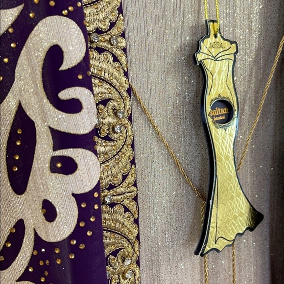 Formal Dress Sizes XL 2XL 3XL 4XL Purple Gold Long Sleeves 2pc Maxi SULTAN Abaya - Picture 7 of 13
